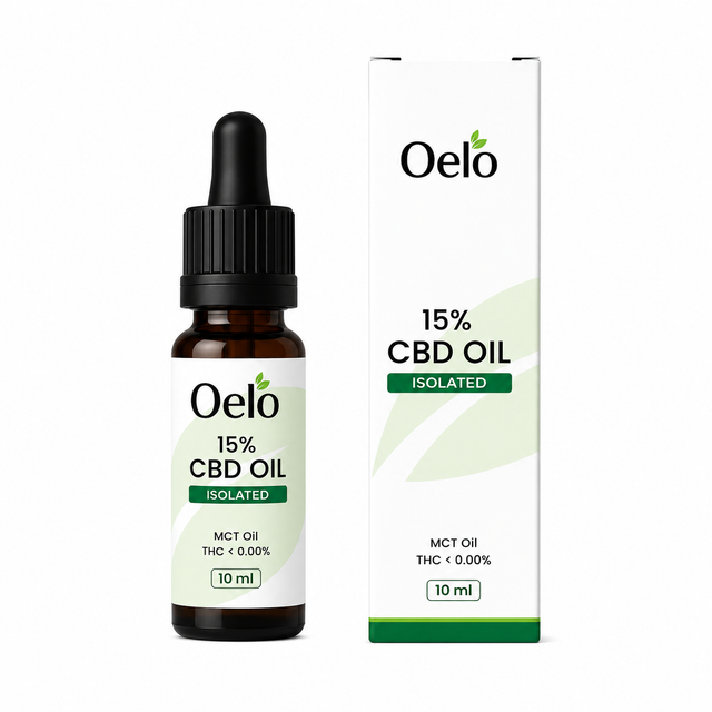 Oelo CBD olie 15% isolaat, 10 ml flesje met pipet
